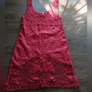 Coral Lace Sleeveless Dress